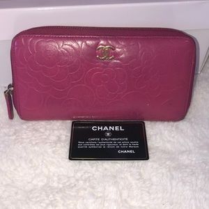 Chanel Pink Zip Long Wallet